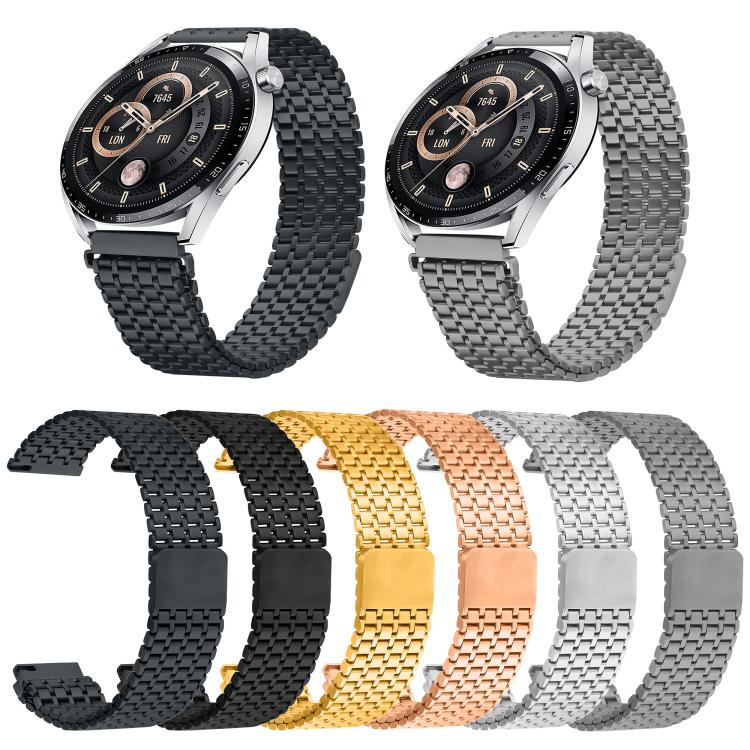 Nine-beads Magnetic Buckle Stainless Steel Watch Band, 22mm