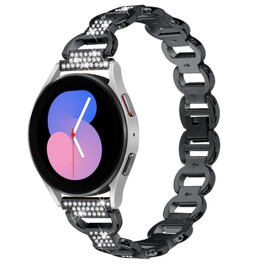Oval Diamond Stainless Steel Watch Band, 20mm